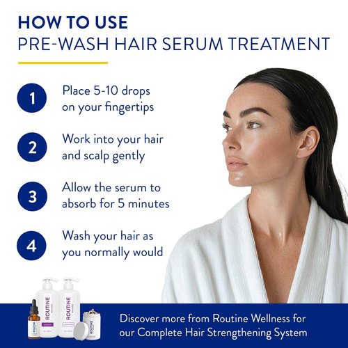 Routine Wellness Hair Treatment Serum for Thinning Hair - Plant-Based Rosemary, Tea Tree & Argan Oils Blend for Strength, Shine & Softer Hair - Clean Ingredients, All Hair Types - 30ml (Pack of 2)