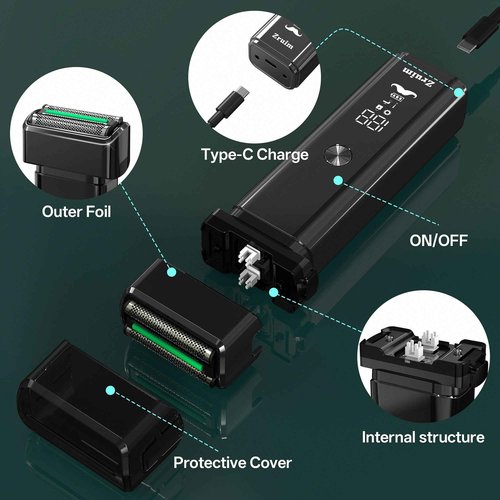 Electric Razor for Men Face,2 Adjustable Speeds Foil Shavers for Men for Beard/Face Beard Trimmer Waterproof Wet & Dry with 3 Floating Blade LED Display USB-C Fast Rechargeable for Travel Home