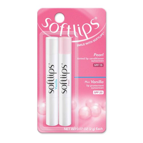 Softlips Daily Lip Moisturizer For Very Dry Lips With SPF, Pearl Tint & Vanilla Flavor Lip Balm, Hydrates, Soothes & Prevents Dry, Chapped Lips, Smooth Glide Formula, 2 Pack (12x0.14 oz)