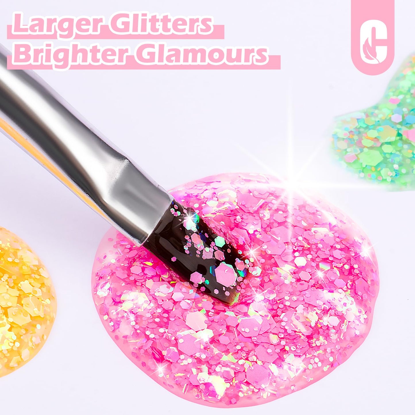 Clara Colors Sparkle Glitter Gel Nail Polish Set，12 Colors Neon Trendy Translucent Pink Gold Blue Green Glitter Sequin Gel Nail Polish Soak Off UV LED Solid Gel Nail Polish Manicure Kit With Brush