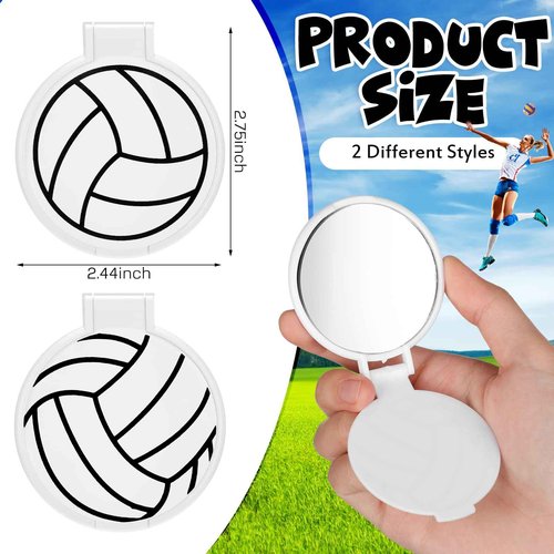 Weysat 48 Pcs Volleyball Compact Mirror Gifts for Team Bulk, Round Makeup Pocket Mirror Bulk for Volleyball Team Girl Accessories Party Supplies, Small Mirrors for Purse Travel Sports Events