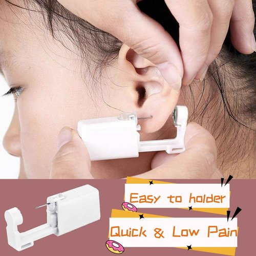 orilace 2Pcs Ear Piercing Kit - Self Disposable Piercing Gun Built-In Earring Stud Pain Relief at Home Piercer Kit Ease of Use Convenient Safe Operate 4mm (Star)