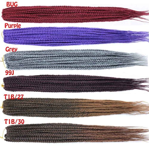 Mayloss 6 Packs/Lot (14/18/24/30) inch 1cm 20 Strands/Pack Thin 3X Box Braid Crochet Hair Extensionin Diameter 3X Synthetic Braid Hair Extensions Crochet Braids Hair Color(30Inch T1B/27)