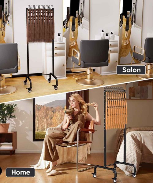 Tigerden 90 Pegs Braiding Hair Rack, Adjustable Hair Separator Stand with Wheels, Hair Extension Holder for Hair Stylists, Braiders, Home, Salon, Beauty School, Black