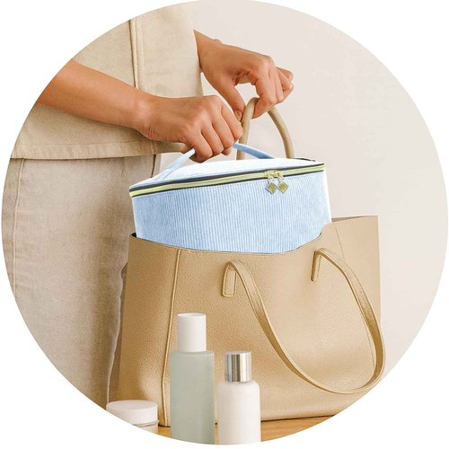 Apxouans Nail Polish Organizer Bag Nail Kit Organizer Holds 30 Bottles and 1 Nail Lamp Double-layer Nail Polish Carrying Case Nail Art Tote Bag Blue