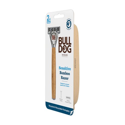 BULLDOG Skincare - Sensitive Bamboo Razor Smooth Glide Razor Handle + 2 Blade Refills