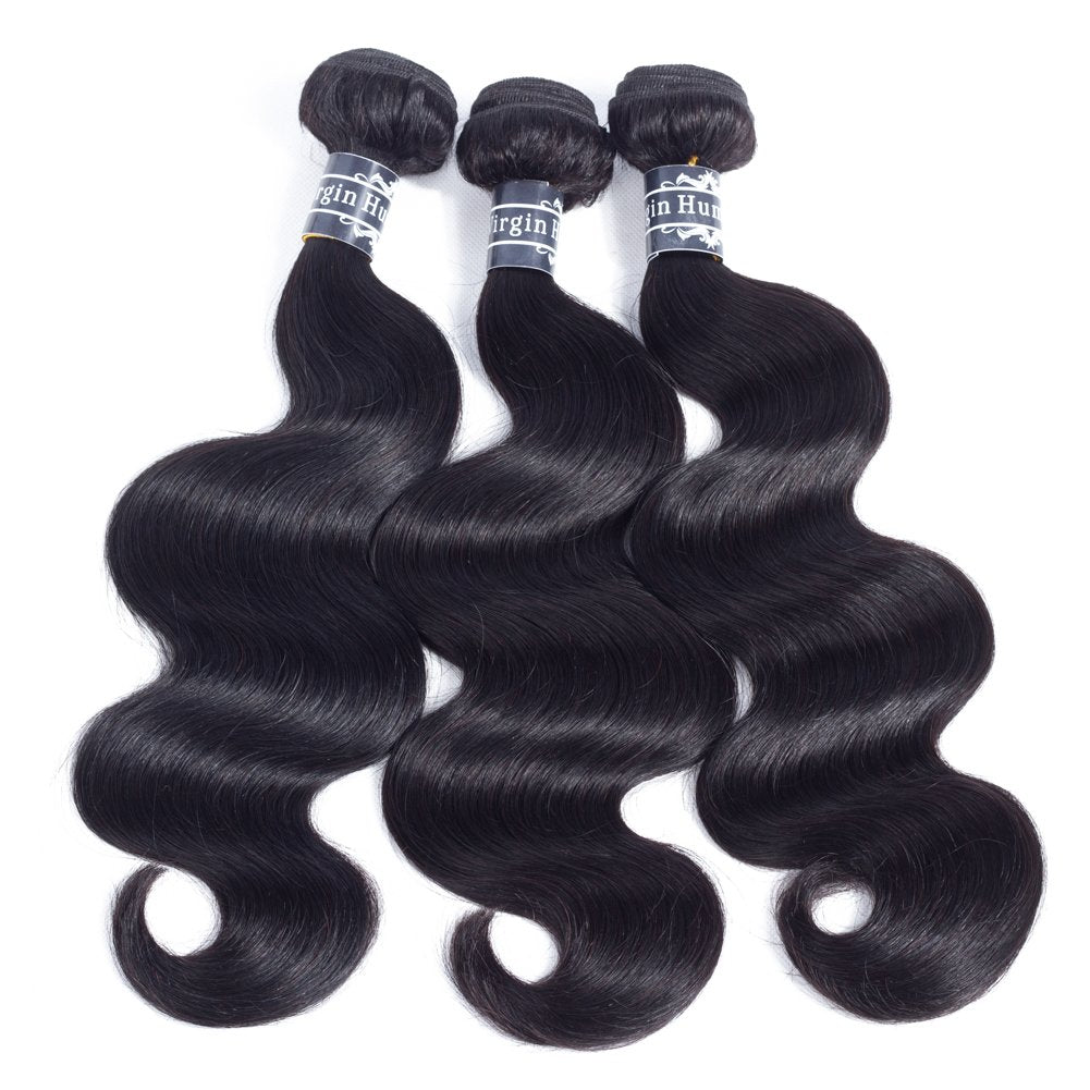 Amella Hair Virgin Hair Bundles Human Hair Body Wave Bundles Brazilian Virgin Body Wave Weft 3 Bundles(12 12 12inch) 100% Unprocessed Brazilian Body Wave Human Hair Weave for Women