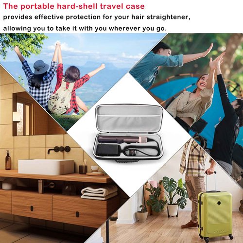 LIUIIVIRI Rigid Travel Case Suitable for Dyson airstraight HT01 Hair Straightener and Power Adapter Waterproof and Shockproof Carry Case(black)