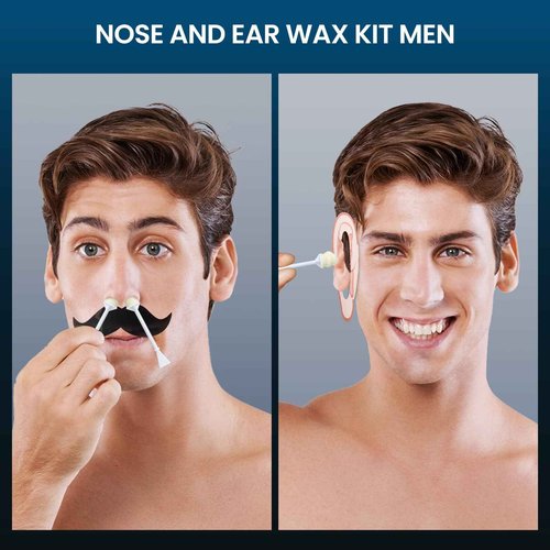AUZEAL Nose Wax Kit Men, Ear Hair Removal For Men, Ear Hair Waxing Kit with 100 g Wax, 40 Nose Sticks, 20 Times Use, Usb Rapid Heating, Constant Temperature, Painless, Black