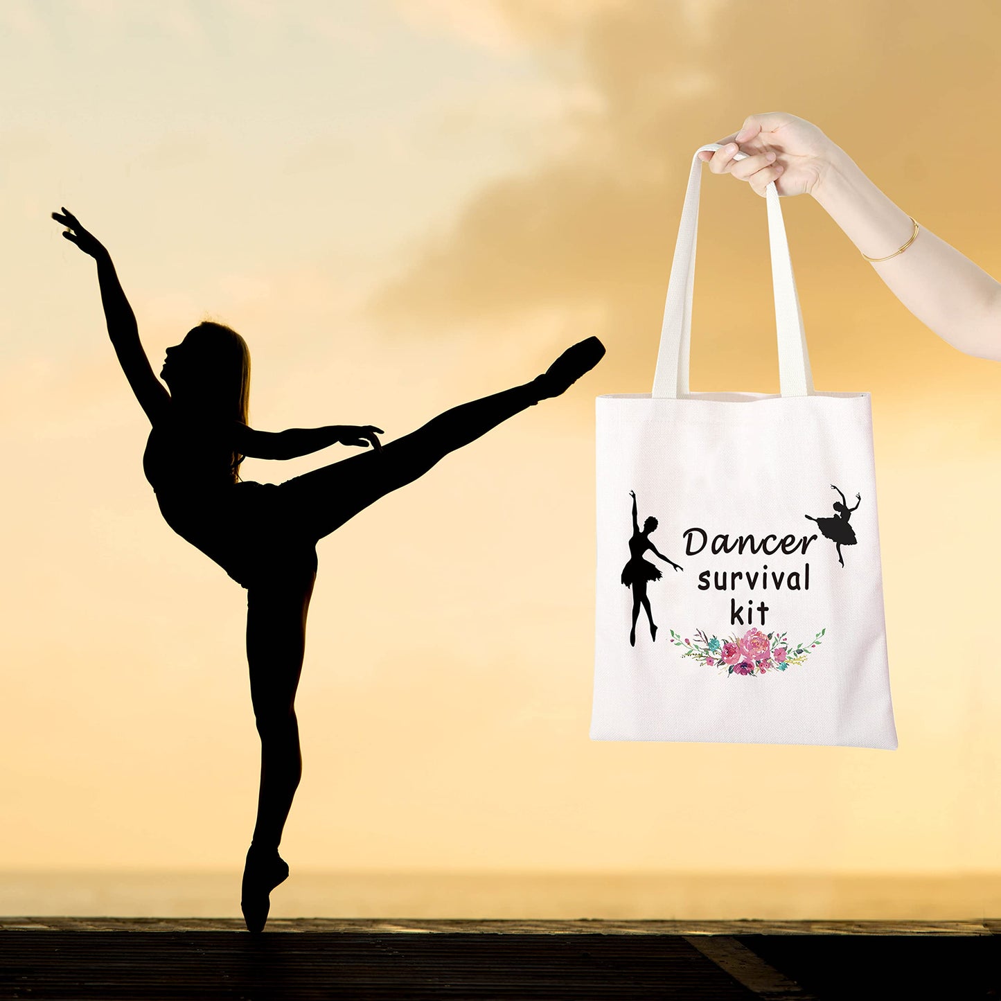 WCGXKO Dancer Survival Kit Dancer Gift Zipper Pouch Makeup Bag for Dance Instructor Dance Recitals and Dance Teams (Dancer Survival tote)