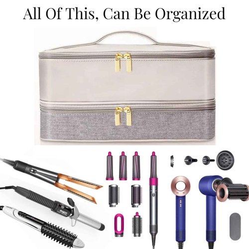 Lyoveu T-D1 Portable Double-Layer Travel Carrying Bag Compatible with Shark Flexstyle Hair Dryer Accessories Tools Storage Bag for Hair Tool Attachments Organizer