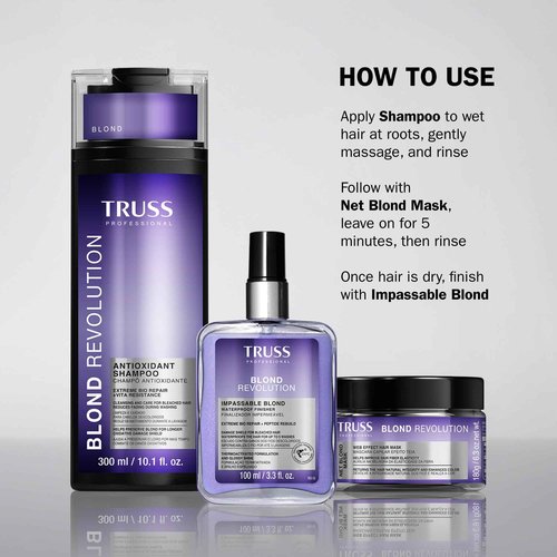 TRUSS Blond Revolution Blonde Shampoo - Gentle Cleansing Shampoo for Color Treated Hair - Preserves Luminous Blonde Coloring While Fighting Oxidation & Increasing Shine (10 fl oz)