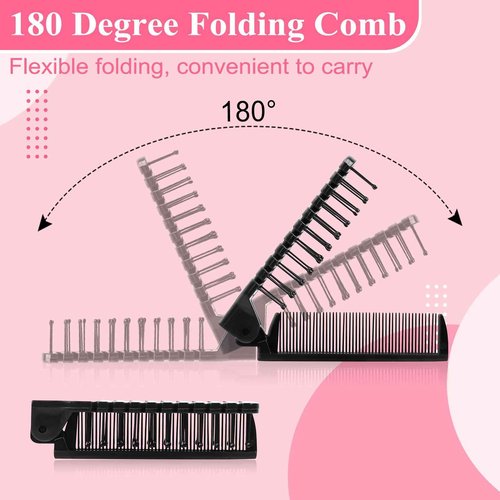 Foldable Hair Combs In Bulk, Individually Wrapped Multicolour Folding Comb, Women Men Pocket Size Double Headed Mini Hair Brush Styling Tool for Travel Hotel Homeless Shelter Charity Church(120 Pack)