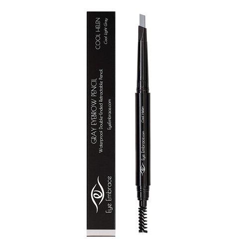 Eye Embrace Light and Medium Gray Eyebrow Pencils 4-Pack Bundle – Waterproof, Double-Ended Automatic Angled Tip & Spoolie Brush, Cruelty-Free