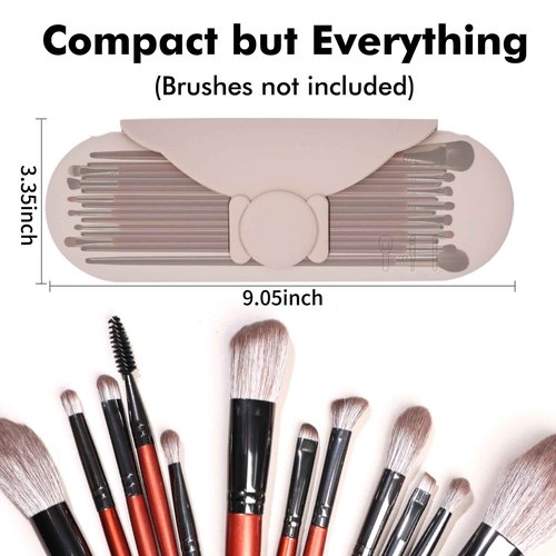 DivaDwell Depot Silicone Makeup Brush Holder with Cleaning Pad - Travel Brush Organizer Case, Magnetic Closure Waterproof Cosmetic Bag for Easy Storage & On-the-Go Cleaning (9.05 Inch)