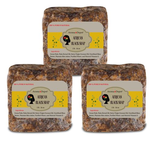 Aroma Depot Raw African Black Soap Bars From Ghana (3 lbs.)