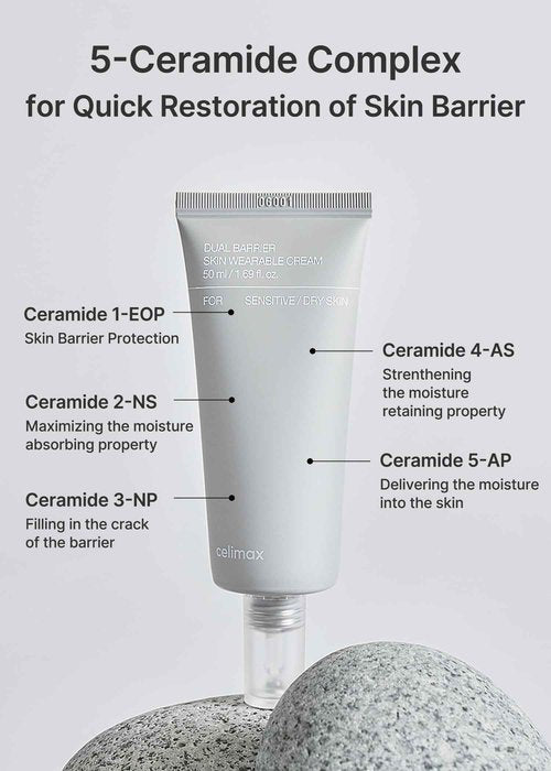 celimax Dual Barrier Skin Wearable Cream | Long Lasting Cream Face Moisturizer with Ceramides, Hyaluronic Acid, Moisturizing, Hydrating, Soothing, Repairing, Day & Night Cream, 50ml