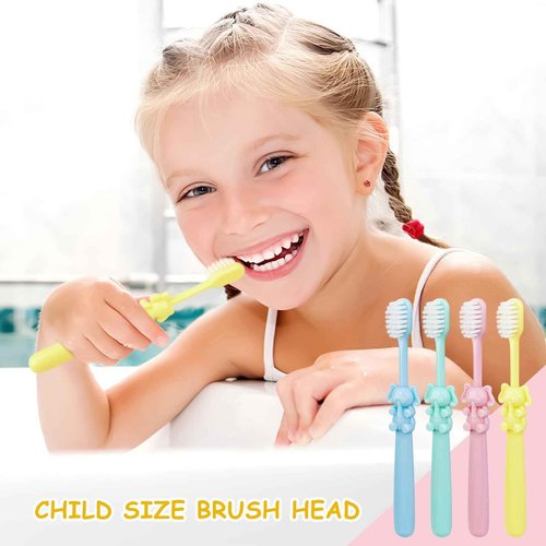 SLequipo 100 pcs Bulk Disposable Kid Toothbrushes Individually Wrapped, Toothbrushes Kids Toothbrush for Age 2+ Toddler Children Toothbrush Set Soft Bristles Boys Girls