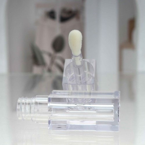 COSIDEA 24pcs PETG 5ml Empty square Transparent lipgloss tubes bulk wholesale with big wand lipgloss containers large doe foot tube for coconut oil bottle