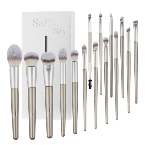 15 Pcs Makeup Brushes Set Vegan Foundation Concealers Blush Eyeshadow Eyeliner Powder Highlighter Blending Face Brush Set