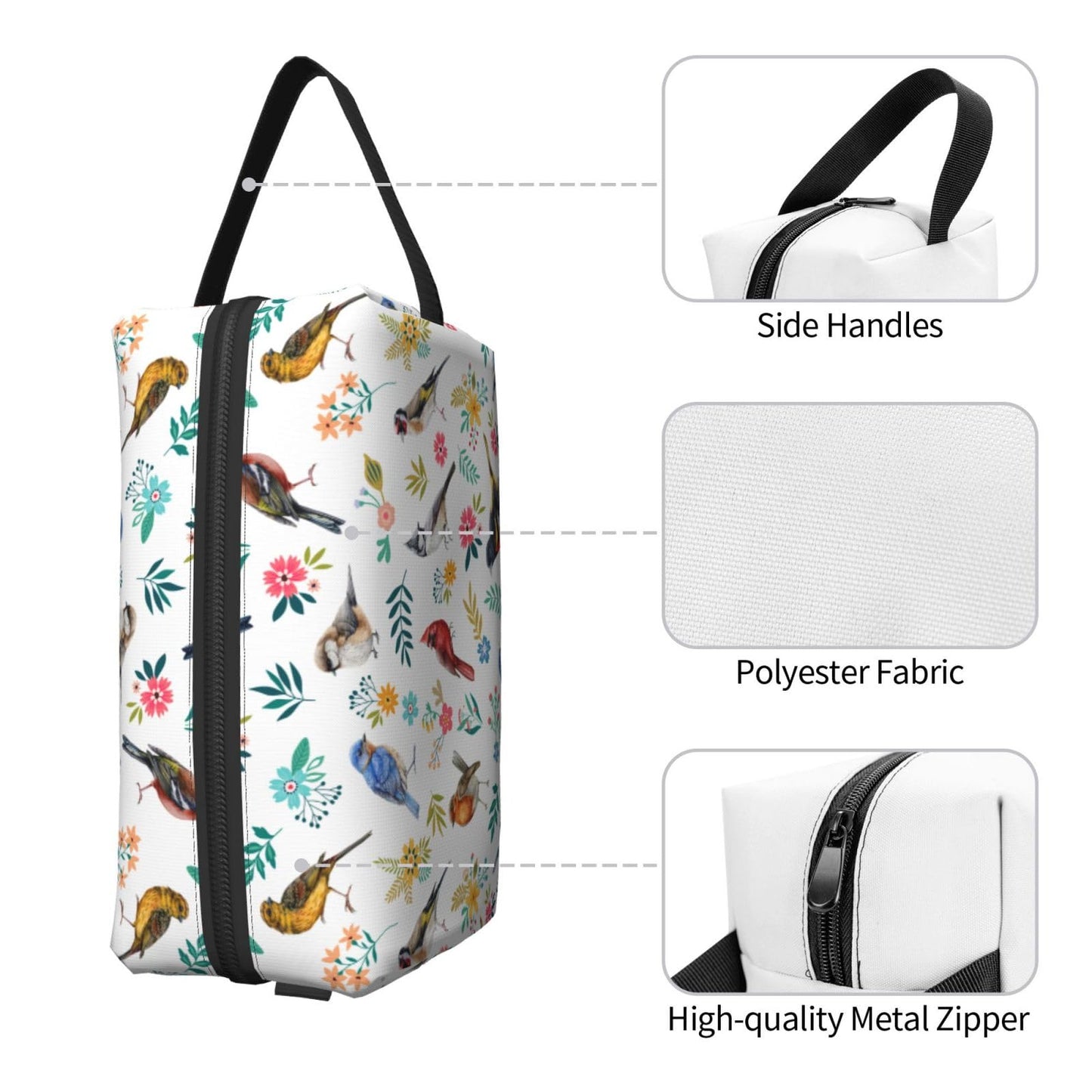 YISHOW Watercolor Birds Travel Makeup Bag Women Cosmetic Bag Adorable Roomy Toiletry Bag With Zipper