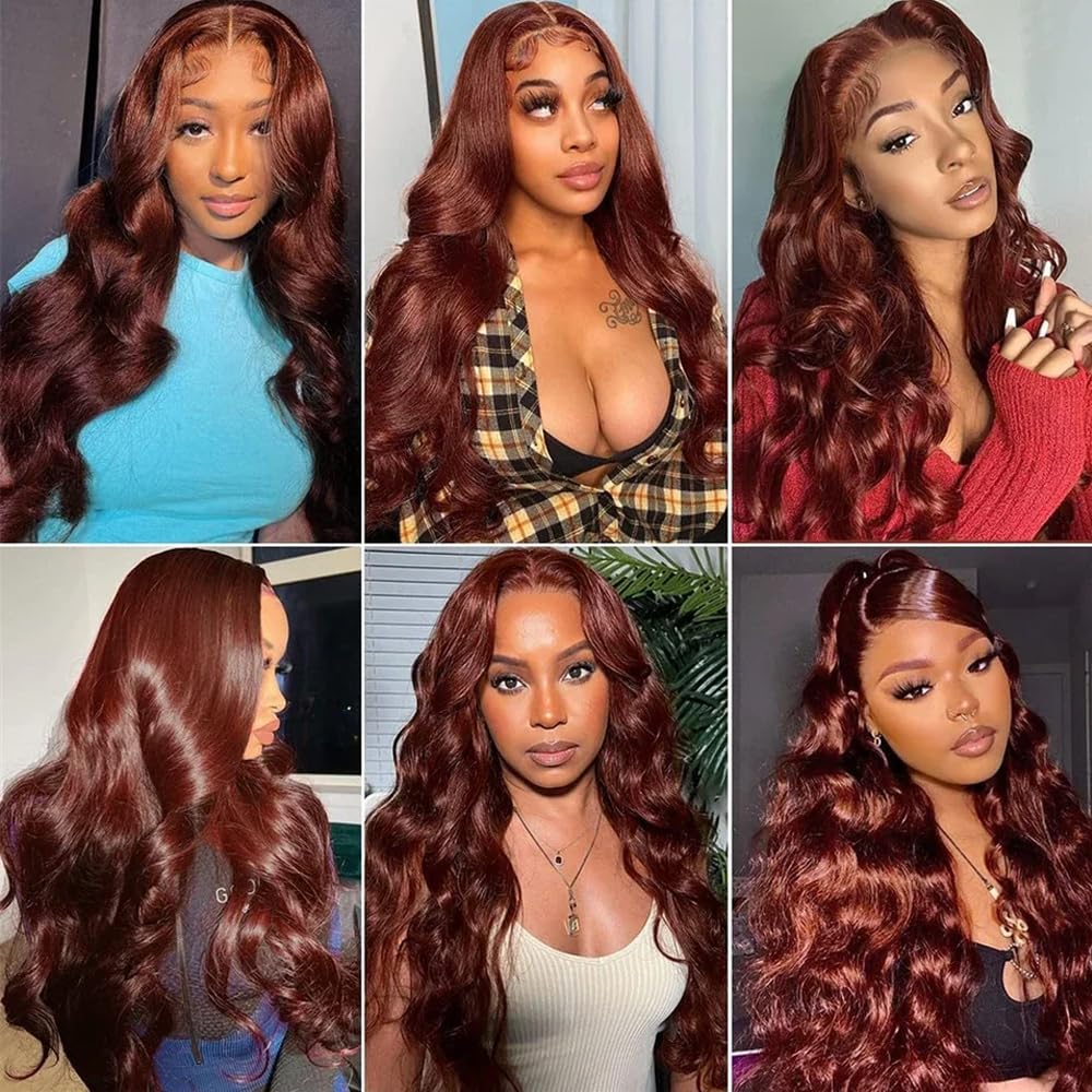 Reddish Brown Bundles Color #33 Body Wave Human Hair Bundles 24 24 Inch Grade 8A Remy Hair 2 Bundles Copper Red Body Wave Bundles Hair Extensions Auburn Human Hair Bundles