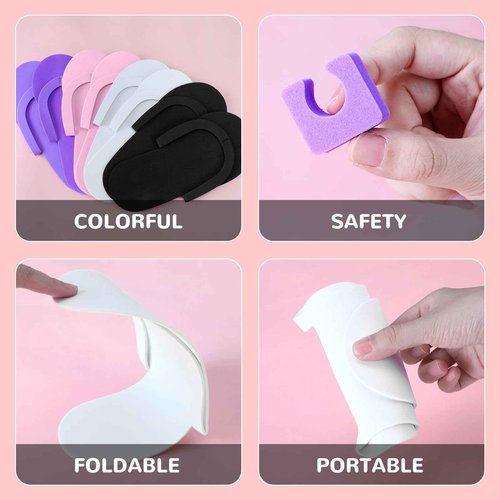 Suhine 120 Pairs Disposable Pedicure Slippers and Toe Separators Kit 40 Pairs Disposable Foam Flip Flops 80 Toe Separators for Women Nail Hotel Salon Spa Party(Black, Purple, White, Pink)