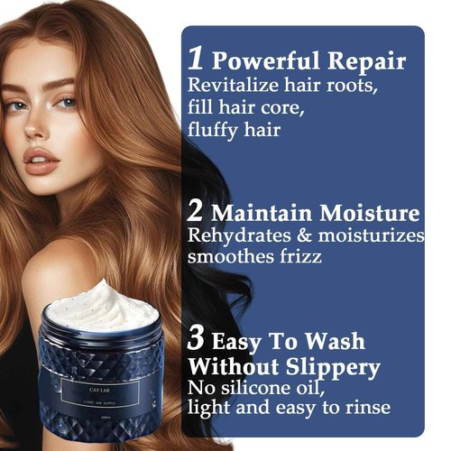 OBRADOYA Caviar Bloom Korean Hair Mask - Korean Caviar Deep Repair Hair Mask (16.9 fl.oz.), Replenishing Moisture Hair Masque | Replenishes Dry, Coarse, Damaged Hair (1 PC)