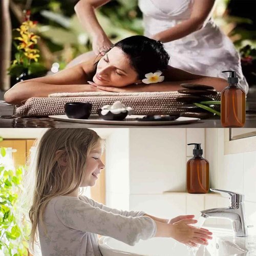 Muluo 10 Ounce/300ml Pump Bottle Dispenser, Shampoo Pump Dispenser Hand Soap Dispenser Bottles for Bathroom, Kitchen Sink, Lotion, Hand Soap Dispenser, 2-Pack Brown