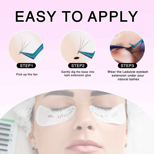 LaDulcie Easy Fan Lashes. 1000pcs/box. Volume Eyelash Extensions 0.05 Loose Fans 10D 0.07mm Thickness D Curl 14mm Length