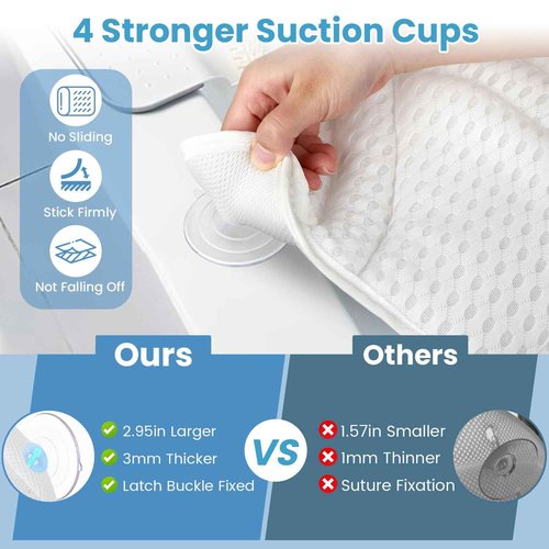 Bath Pillows for Tub, Bath Pillow Luxury Bathtub Pillow for Head and Neck Support, Soft 4D Air Mesh Bath Tub Pillow with Non Slip Suction Cups, Laundry Bag, Spa Gifts Bathtub Accessories for Women Men