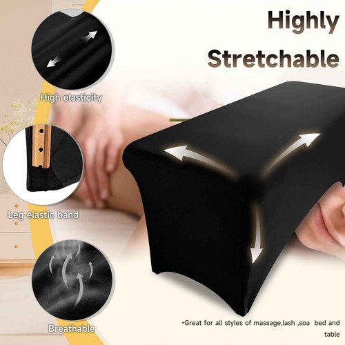 Elastic Lash Bed Cover Black Massage Table Cover Made of 90% Polyester and 10% Spandex, Spa Sheet Set for Lash Extension Bed or Massage Table