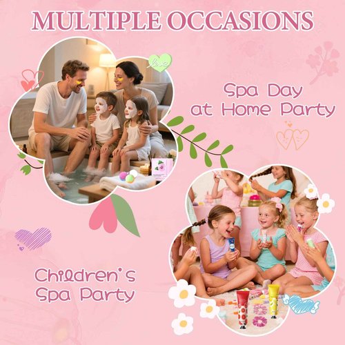 60 PCS Spa Party Supplies for Girls, Spa Party Favors Include Face Masks Skincare, Hand Cream, Lip Balm, Under Eye Patches, Lip Mask, Foot Bath Bombs, Bulk Birthday Sleepover Party Supplies for Women