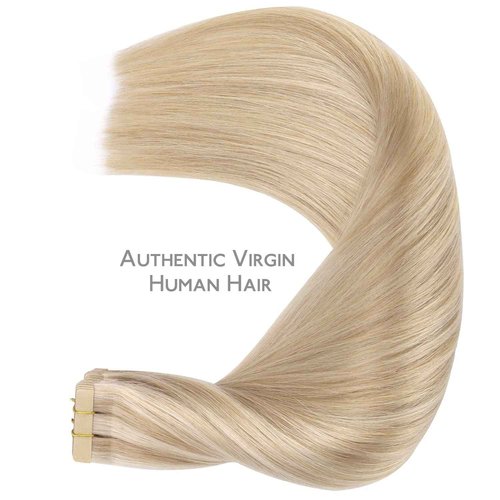 WENNALIFE Tape in Hair Extensions Human Hair, 20pcs 50g 18 inch Dirty Blonde Highlighted Bleach Blonde Remy Hair Extensions Straight Human Hair Tape in Extensions Skin Weft Extensions Hair