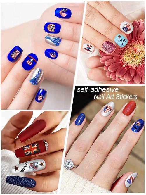 8 Sheets 4th of July Nail Art Stickers Patriotic Designer Nail Decals American Independence Day Nail Stickers I Love America Self-Adhesive Holiday for Women Girls Nail Decoration Suppliers