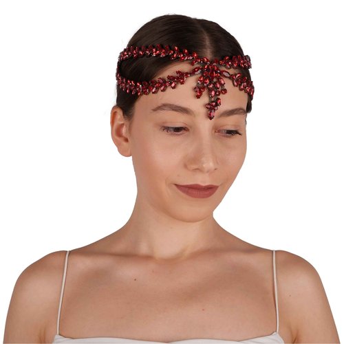 LIMELIA Bride Pediment for Henna Wedding | Glitter Bridal Hair Accessories, Crowns for Birthday Pageant Costume Party | Sultan Design - Red