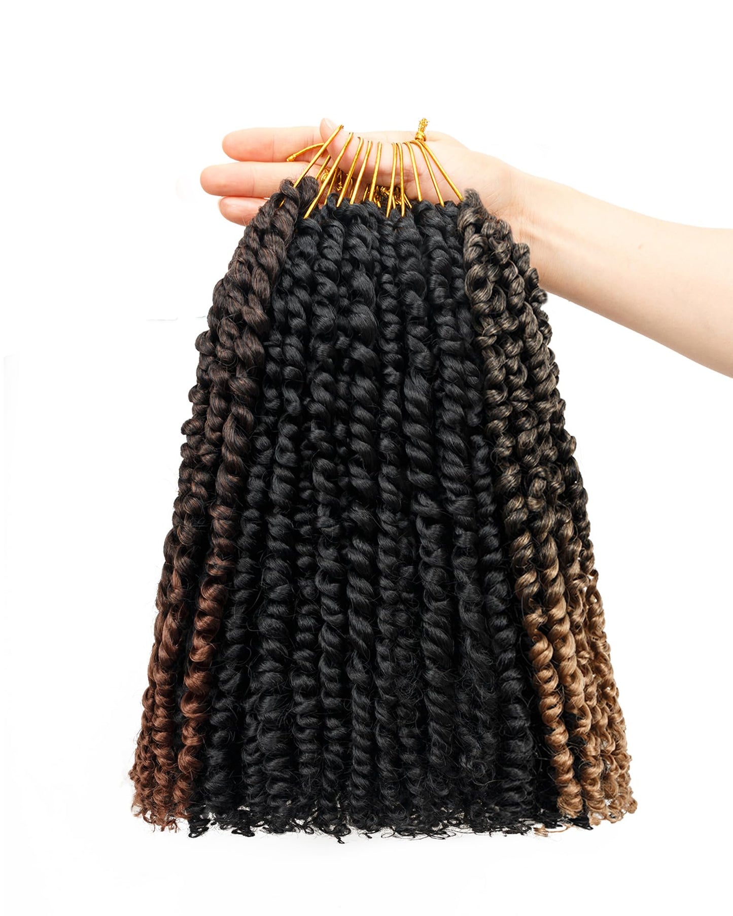 14 Inches 8 Packs Passion Twist Crochet Hair-Mixed Color Combo Pack(6 packs 1B+1 pack T1B/27+1 pack T1B/30),Pre-twisted Pre Looped Braided Hair Extensions For Black Women(14"-8 Packs,1B+T27+T30)