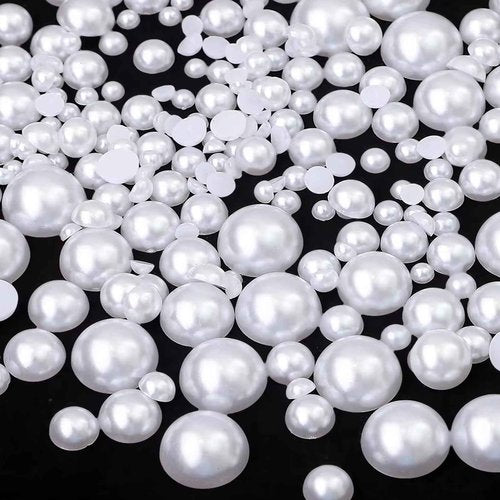 10000PCS 1.5mm Nail Art Flatback Half Round Tiny Pearls White Flatback Pearls for Nails Face Body Make Up Crafts Small Half Pearl Rhinestones for Home DIY Nails Shoes Salon Use