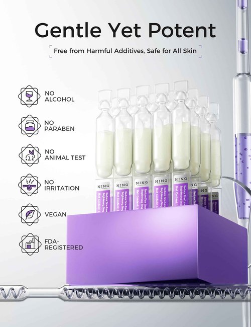 NING DERMOLOGIE Peptides Serum for Face with Retinol, Niacinamide, Panthenol, VC-IP - Anti-Aging Ampoules for Wrinkles Dark Spot&Reduce Fine Line - Single-Use Vials|Korean Skin Care 0.05 fl.oz x 20ex