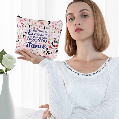 G2TUP Ballet Girl Make Up Cosmetic Bag Dancer Gifts for Women Girls Motivational Quote Gift for Dance Team (Hope You Dance)