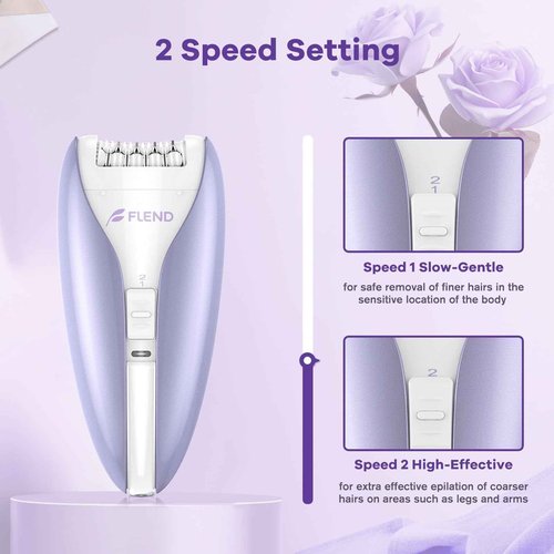 Silent Epilator for Women, 2-Speed Facial & Body Hair Remover, Smooth Glide Technology, for Face, Legs, Bikini & Arms