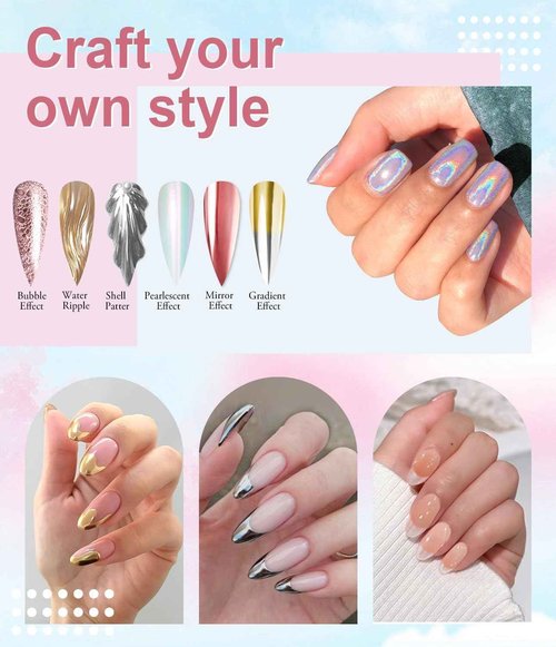 12 Pcs Chrome Nail Powder Kit - Black White Colors Gel Polish Mirror Metallic Effect Holographic Aurora Iridescent Pearlescent Manicure White Pearl Chrome Nail Powder for Nails DIY