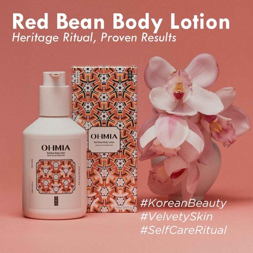 OHMIA Korean Red Bean Body Lotion for Women - 24-Hour Hydrating Moisturizer for Dry Skin with Peptides & Hyaluronic Acid for Smooth Sensitive Skin - Vegan & Cruelty-Free - 8.45 fl oz