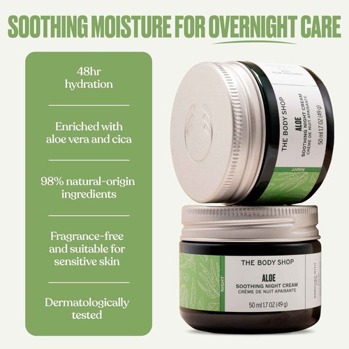 The Body Shop Aloe Vera Night Cream, For Sensitive Skin, Vegan, 50ml