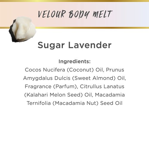 LaLicious Sugar Lavender Velour Body Melt - Multitasking Gel-to-Oil Skin Moisturizer with Macadamia Oil & Coconut Oil - Shave Gel, Hair/Scalp/Hand/Foot Mask - Help Prevent Stretch Marks (8oz)