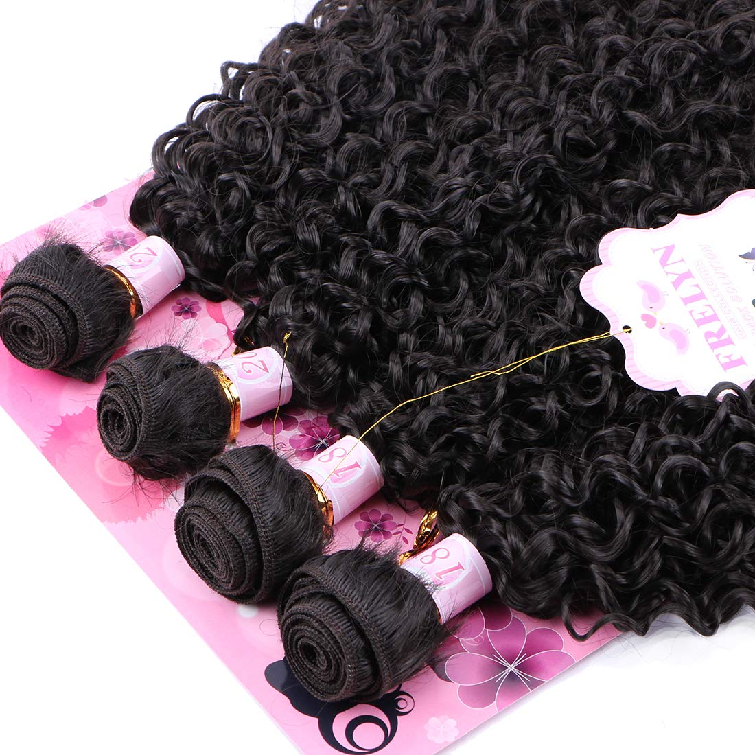 Frelyn Kinky Curly Bundles Synthetic Hair Weave Extensions 2# Dark Brown 18 18 20 20 Inches 4 PCS, Heat Resistant Fiber Soft and Natural as Human Hair