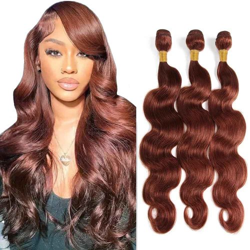 Color 33 Human Hair Bundles Reddish Brown Body Wave Bundles 8 10 12 inch Double Weft Brazilian Virgin Copper Red Human Hair Extensions