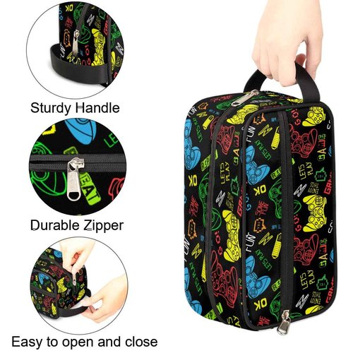 Bardic Travel Toiletry Bag for Boys, Video Games Waterproof Hanging Dopp Kit for Men, Shaving Bag with Large Capacity for Travel,Sports Shower
