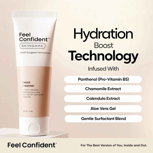 Feel Confident Facial Cleanser - Gender-Neutral, Formulated with Gentle Surfactants, Humectants, Calming Chamomile and Calendula, 8 oz / 240 mL