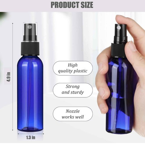 TREEHAC 100 PCS 3.4 oz Plastic Spray Bottles with Fine Mist Nozzles for Essential Oil Travel and Refillable Cosmetic Use(Blue)
